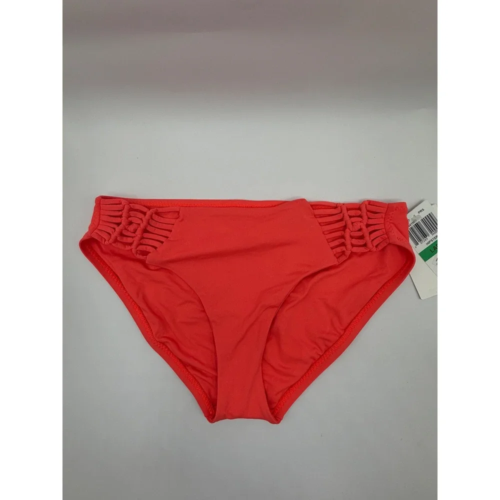 Becca by‎ Rebecca Virtue Hipster Bikini Bottom Women Large Coral Macrame  NEW